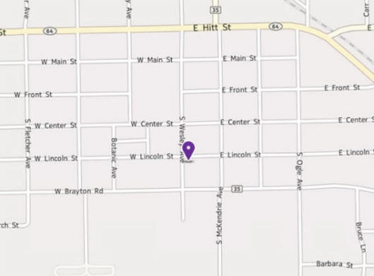Map of Tate's Septic Service location at 5 E. Lincoln Street, Mt. Morris, IL